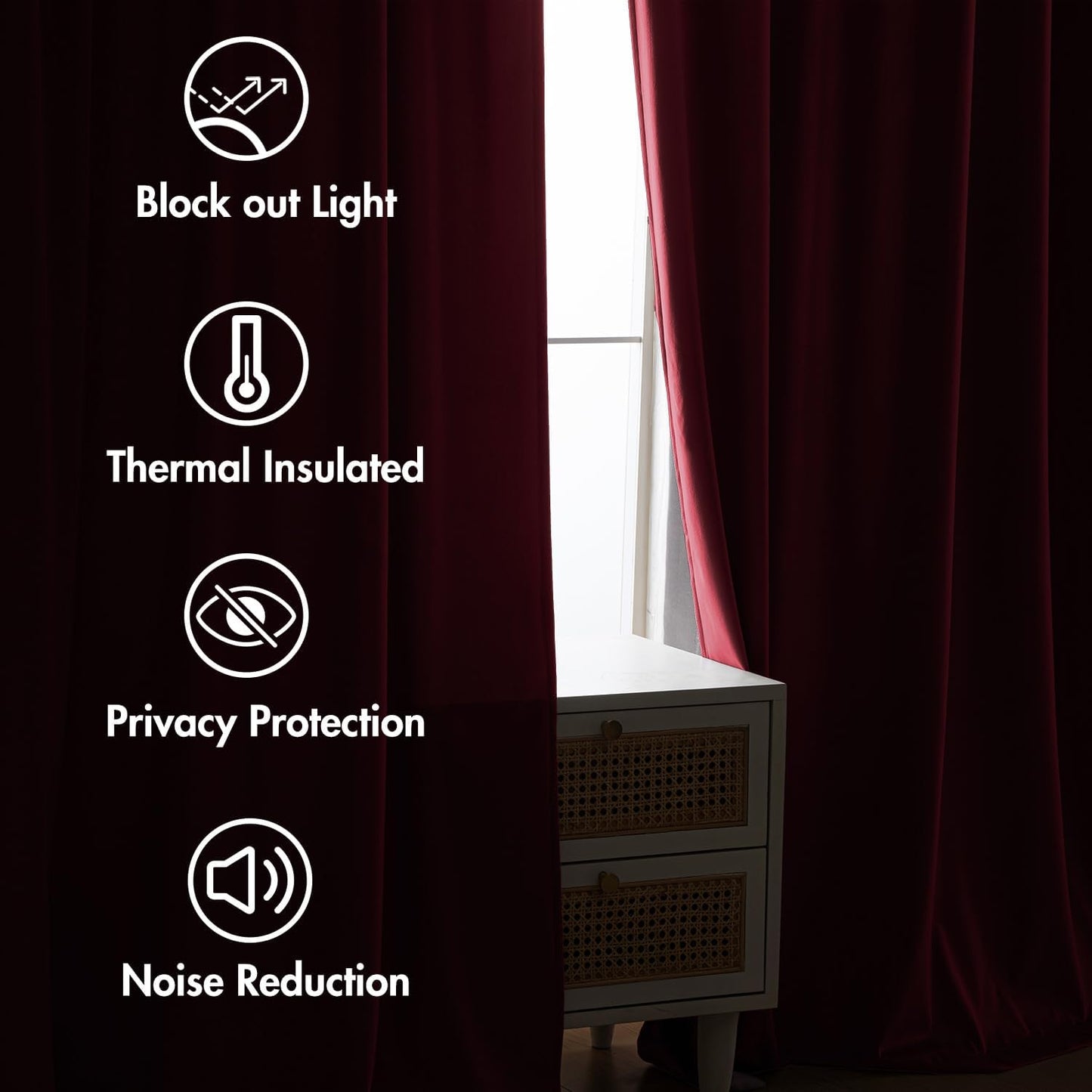 MIULEE Hot Pink Velvet Curtains 96 inches 2 Panels - Luxury Room Darkening Window Drapes for Bedroom Living Room Thermal Insulated Super Soft Blackout, Back Tab Rod Pocket Pinch Pleated, W52 x L96