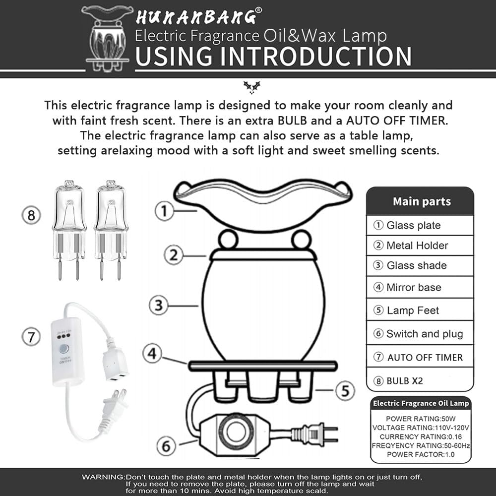 HUNANBANG 3 in 1 Electric Oil Warmer Scented Wax Warmer with with Auto Off Timer Candle Wax Melt Warmer Wax Melter Fragrance Wax Burner(Purple-Timer)