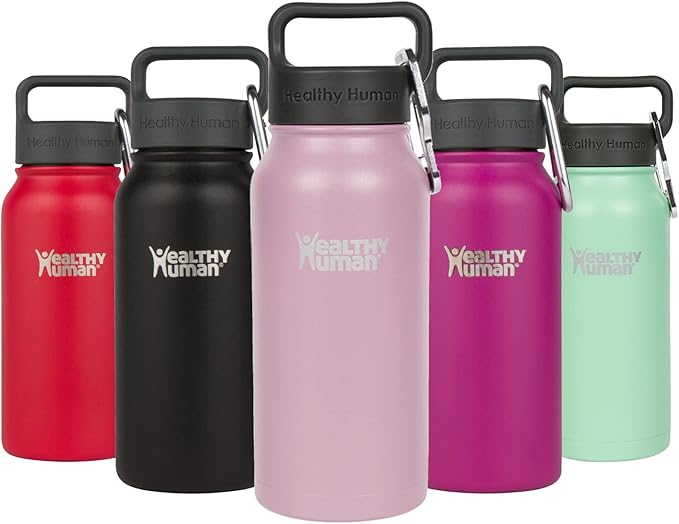 Healthy Human Stainless Steel Water Bottle | Double Walled Vacuum Insulated Water Thermos for Adults | Eco-Friendly Travel Bottles with Leak Proof Lid (Petal Pink, 16 oz/ 473 ML)