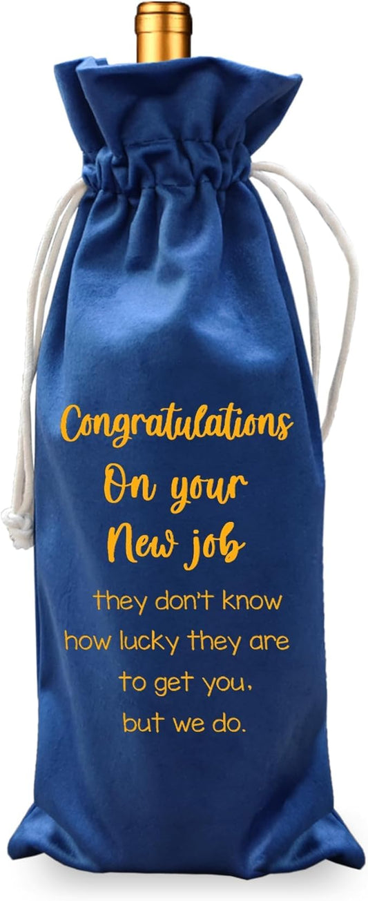 LANBAIHE New Job Gifts Wine Bag, Promotion Gifts, Congratulationg On New Job, Coworker Leaving Gift, Going Away Gifts for Coworker Women Men- Pairs Well With New Job Gift (New Job-Blue)