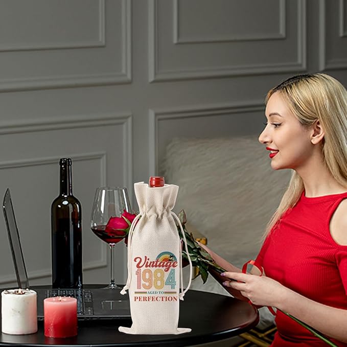 PKW 40th Birthday Decorations for Women Her, 40th Birthday Wine Bag, Funny 40th Birthday Gifts for Women Wine Bag, Wine Bag 40th Birthday Gifts, 40 Year Old Birthday Gift Anniversary Favors