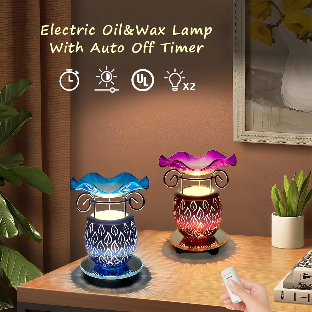 HUNANBANG Electric Scented Wax Warmer with Auto Off Timer - Candle Wax Melt Warmer Fragrance Burner (Candlelight-Blue)