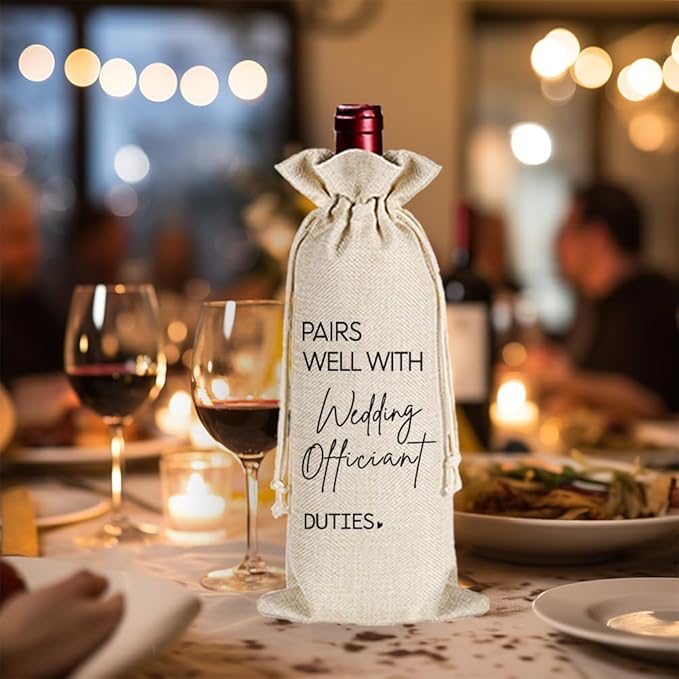 Wedding Officiant Gifts, Officiant Gift, Funny Wedding Registry Wine Bag, Best Officiant Ever Gifts from Couple, Bride Groom Thank You Wine Bag, Officiant Gifts for Wedding Day, Wedding Wine Bag-27