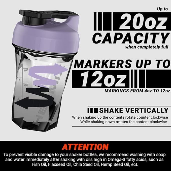 HELIMIX 1.5 Vortex Blender Shaker Bottle Holds Upto 20oz | No Blending Ball or Whisk | USA Made | Portable Pre Workout Whey Protein Drink Shaker Cup | Mixes Cocktails Smoothies Shakes | Top Rack Safe