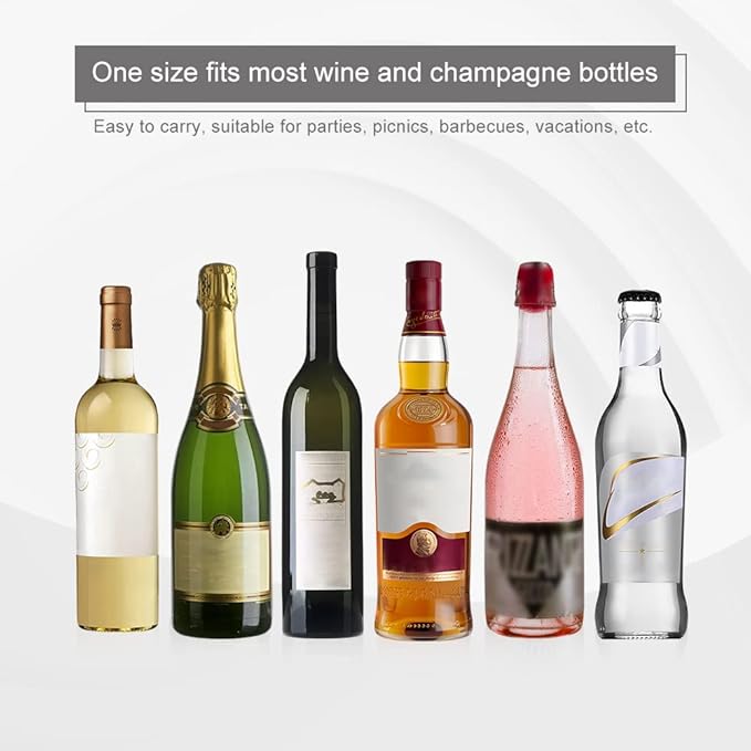 Wine Cooler Sleeve, Wine Bottle Chiller, Reusable Cooling Sleeve for Red Wine, Sparkling Wine and Champagne, Water-repellent Nylon Fabric, Black