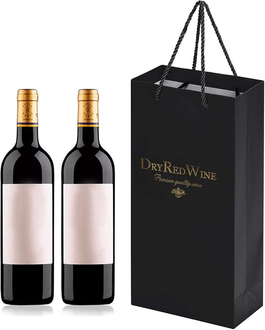 Ibluelover 10Pcs Wine Gift Bags Paper Champagne Carrier Bag Double Wine Bottle Storage Holder Tote Bag with Handle for Christmas Birthday Wedding Anniversary Celebration Party Favors