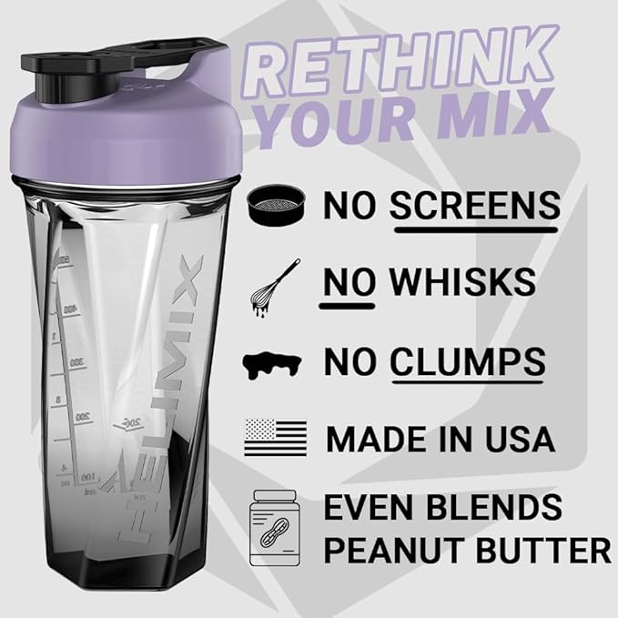 HELIMIX 2.0 Vortex Blender Shaker Bottle Holds upto 28oz | No Blending Ball or Whisk | USA Made | Portable Pre Workout Whey Protein Drink Shaker Cup | Mixes Cocktails Smoothies Shakes | Top Rack Safe