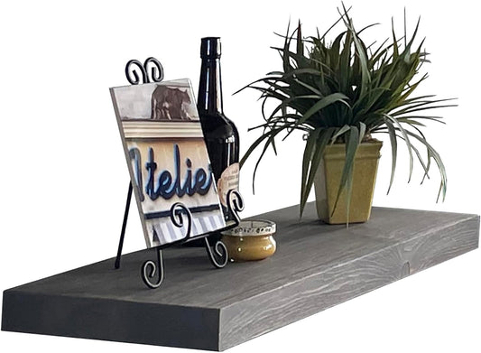 joelsantiques 36 Inch Wooden Floating Shelves for Wall - 36x12x2 in - Made of Natural Wood - Long Heavy Duty Rustic Wall Shelves for Bedroom - Perfect for Living Room, Kitchen - Gray, Grey