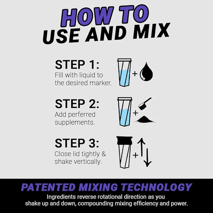 HELIMIX 1.5 Vortex Blender Shaker Bottle Holds Upto 20oz | No Blending Ball or Whisk | USA Made | Portable Pre Workout Whey Protein Drink Shaker Cup | Mixes Cocktails Smoothies Shakes | Top Rack Safe