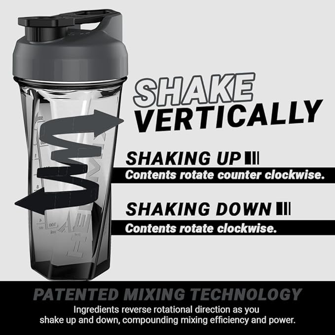 HELIMIX 2.0 Vortex Blender Shaker Bottle Holds upto 28oz | No Blending Ball or Whisk | USA Made | Portable Pre Workout Whey Protein Drink Shaker Cup | Mixes Cocktails Smoothies Shakes | Top Rack Safe