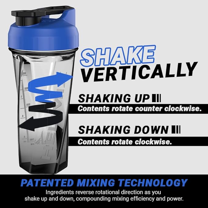 HELIMIX 2.0 Vortex Blender Shaker Bottle Holds upto 28oz | No Blending Ball or Whisk | USA Made | Portable Pre Workout Whey Protein Drink Shaker Cup | Mixes Cocktails Smoothies Shakes | Top Rack Safe