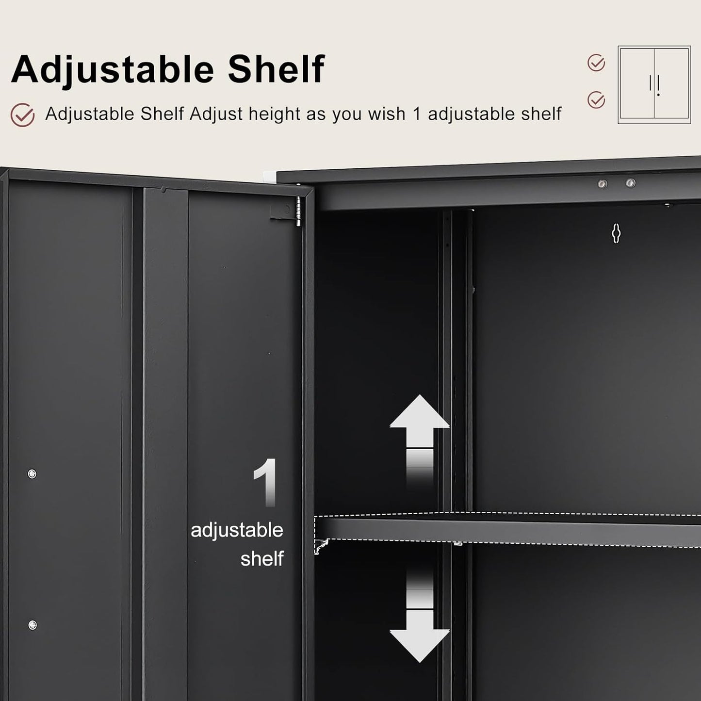 Metal Wall Cabinet,Garage Wall Cabinetwith Handle,Lockable Storage Cabinets Wall Mounted with 2 Doors,Locking Cabinet with Shelves for Basement,Living Home,Black