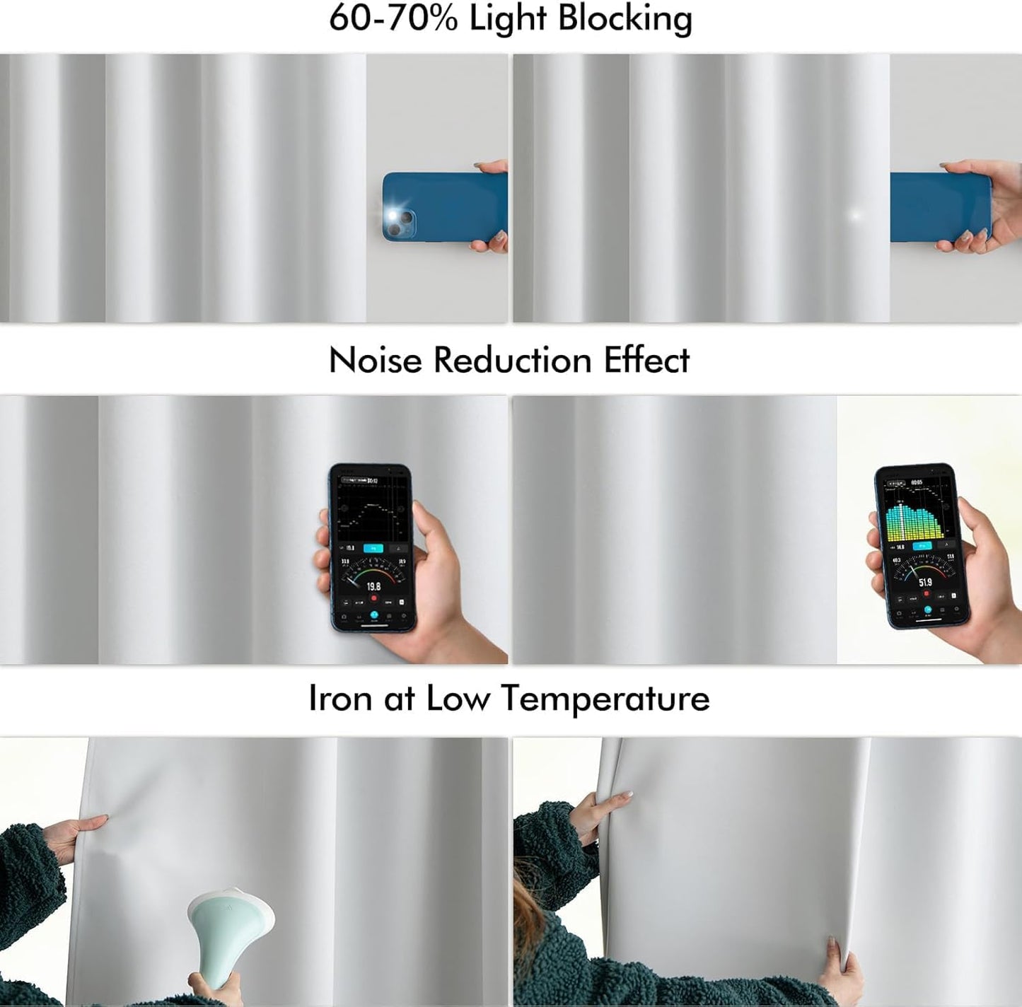 MIULEE Back Tab Light Blocking Curtains 102 Inch Long 2 Panels Set for Living Room Bedroom, Greyish White Rod Pocket/Pinch Pleated Thermal Insulated Room Darkening Floor to Ceiling Blackout Drapes