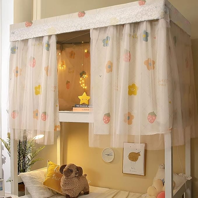 XGOPTS Bottom Bunk Bed Curtains Students Dormitory Bunk Bed Curtains Loft Bedroom Privacy Curtains Single Sleeper Blackout Cloth Bed Tent Curtain Shading Net Lightproof Bedding Spread Curtain Canopy