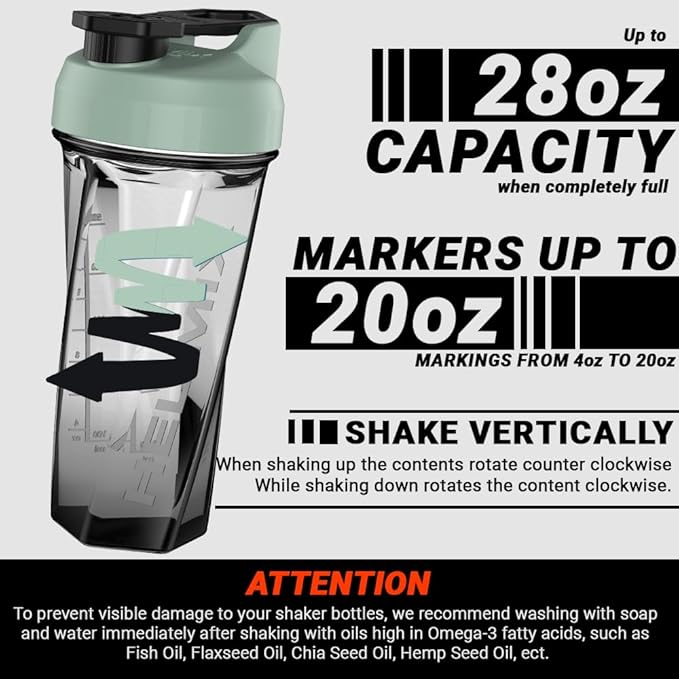 HELIMIX 2.0 Vortex Blender Shaker Bottle Holds upto 28oz | No Blending Ball or Whisk | USA Made | Portable Pre Workout Whey Protein Drink Shaker Cup | Mixes Cocktails Smoothies Shakes | Top Rack Safe