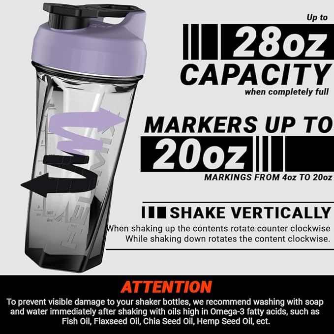 HELIMIX 2.0 Vortex Blender Shaker Bottle Holds upto 28oz | No Blending Ball or Whisk | USA Made | Portable Pre Workout Whey Protein Drink Shaker Cup | Mixes Cocktails Smoothies Shakes | Top Rack Safe