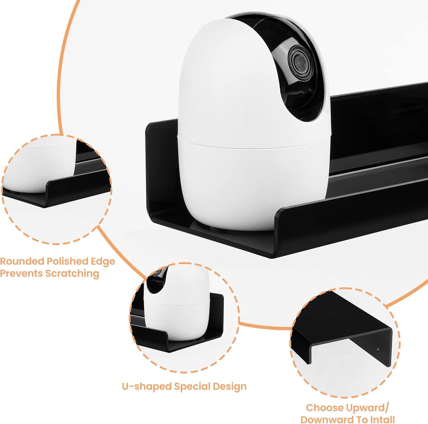 upsimples Acrylic Shelves for Wall Decor, 15" Display Shelf Perfume Organizer for Bathroom, Bedroom, Living Room, Floating Bookshelves for Kids, Black, 2 Pack