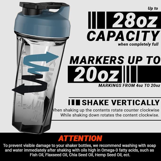 HELIMIX 2.0 Vortex Blender Shaker Bottle Holds upto 28oz | No Blending Ball or Whisk | USA Made | Portable Pre Workout Whey Protein Drink Shaker Cup | Mixes Cocktails Smoothies Shakes | Top Rack Safe