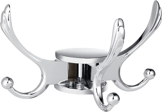 Heavy Duty Swivel Coat Hook Space Saving Towel Rope Hook Wall Mount Triple Swing Arms for RV Bathroom Kitchen Garage,Polished Chrome