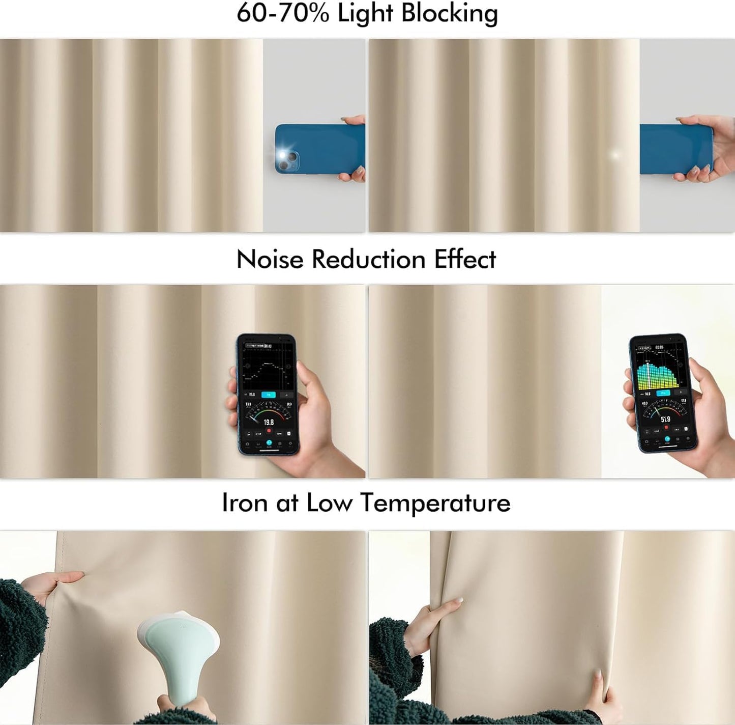 MIULEE Cream Beige Back Tab Light Blocking Curtains 84 Inch Length 2 Panels Set for Living Room Bedroom Privacy, Rod Pocket/Pinch Pleated Thermal Insulated Room Darkening Blackout Drapes W66xL84