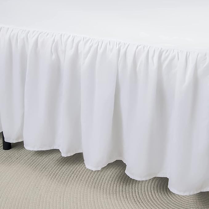 Bed Skirt Ruffled Bed Skirt with Split Corners, 18 Inch Drop Dust Ruffle Bed Skirt with Platform, White,King Size