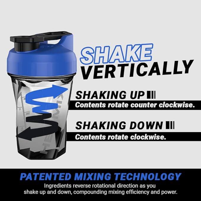 HELIMIX 1.5 Vortex Blender Shaker Bottle Holds Upto 20oz | No Blending Ball or Whisk | USA Made | Portable Pre Workout Whey Protein Drink Shaker Cup | Mixes Cocktails Smoothies Shakes | Top Rack Safe