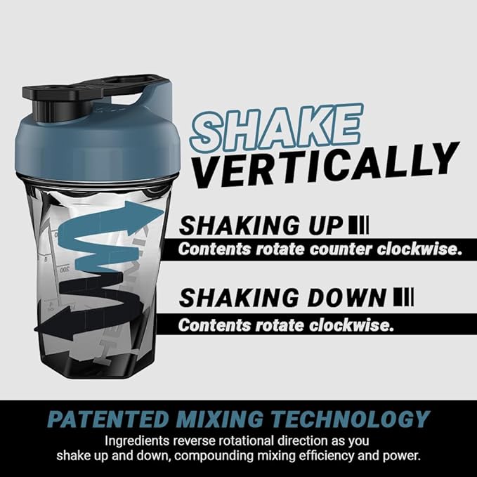 HELIMIX 1.5 Vortex Blender Shaker Bottle Holds Upto 20oz | No Blending Ball or Whisk | USA Made | Portable Pre Workout Whey Protein Drink Shaker Cup | Mixes Cocktails Smoothies Shakes | Top Rack Safe