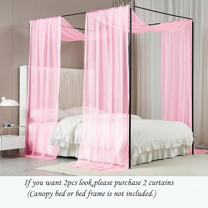 Akiky Bed Canopy for Girls Pink Sheer Canopy Bed Curtains Sheer Scarf Valance 1 Canopy Panel Full Queen Size Bed Scarf Drapes Bed décor