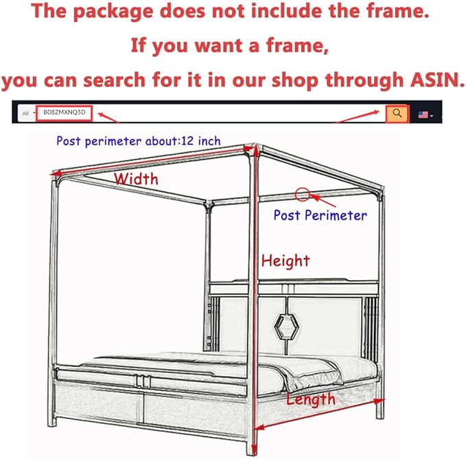 Elegant Lace Princess 4 Corner Post Mosquito Net Romantic for Girls Women Bed Curtain Canopy for Adult Wedding Bedroom Kids Rooms Decoration (Color-C, King)