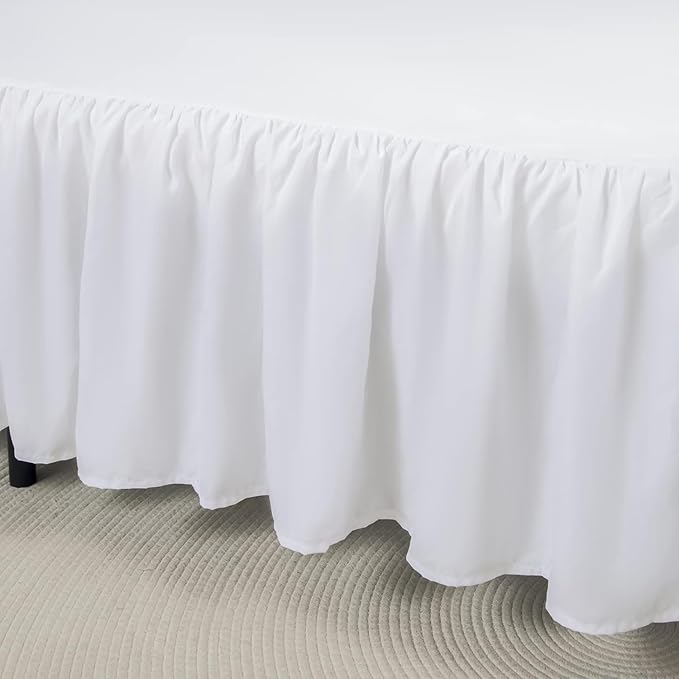 Bed Skirt, Bed Skirt Cal King Size Ruffled Bed Skirt with Split Corners, 12 Inch Drop Dust Ruffle Bed Skirt with Platform, White, Cal King-12 Drop
