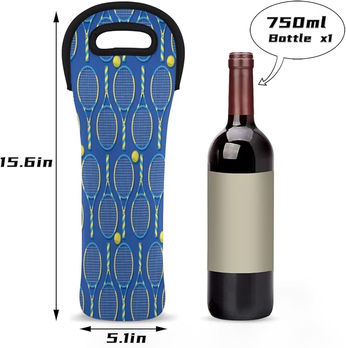Single Bottle Wine Gift Tote Carrier Tennis Yellow Blue Neoprene Wine Tote Bags Holder Cooler Wine Gift for Women Men