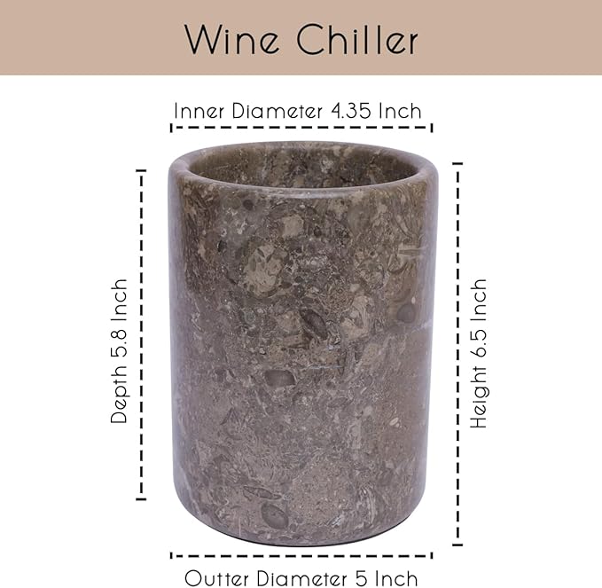Marble Wine Chiller- Premium Wine Chiller Bucket- Perfect Wine Bottle Chiller- Keep Your Champagne Chiller and Safe- Easily Holds 750ml Bottle - Wine Cooler (Oceanic Grey)