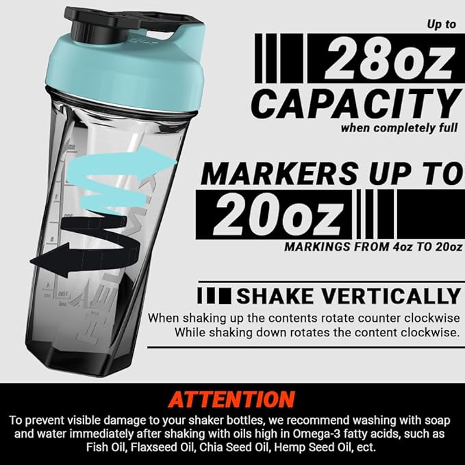 HELIMIX 2.0 Vortex Blender Shaker Bottle Holds upto 28oz | No Blending Ball or Whisk | USA Made | Portable Pre Workout Whey Protein Drink Shaker Cup | Mixes Cocktails Smoothies Shakes | Top Rack Safe