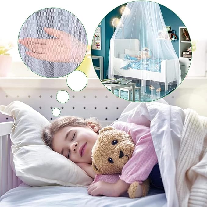 Eimilaly Lace Bed Canopy Mosquito Netting with Warm Lights, Princess Bed Canopy for Girls Room Decor, Pink/Single Door