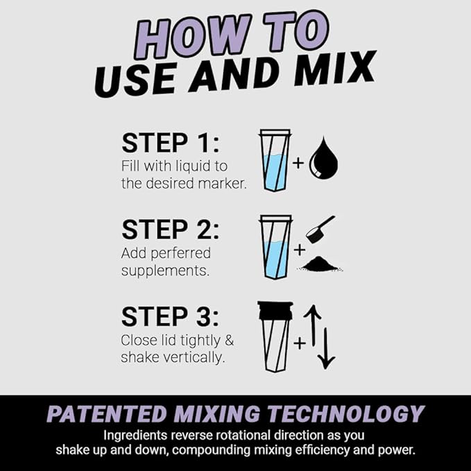 HELIMIX 1.5 Vortex Blender Shaker Bottle Holds Upto 20oz | No Blending Ball or Whisk | USA Made | Portable Pre Workout Whey Protein Drink Shaker Cup | Mixes Cocktails Smoothies Shakes | Top Rack Safe