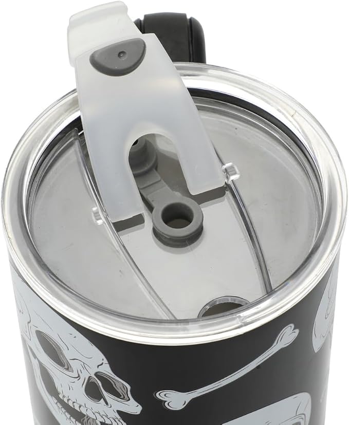 Bioworld Halloween Skulls & Bones 40 Oz Black Stainless Tumbler With Handle
