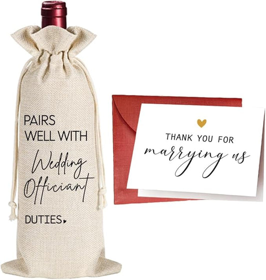 Wedding Officiant Gifts, Officiant Gift, Funny Wedding Registry Wine Bag, Best Officiant Ever Gifts from Couple, Bride Groom Thank You Wine Bag, Officiant Gifts for Wedding Day, Wedding Wine Bag-27
