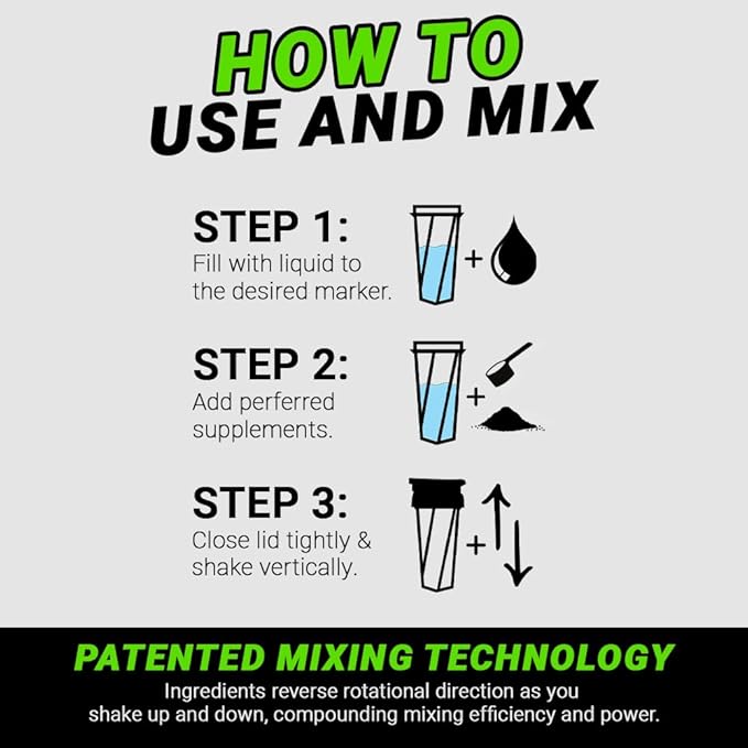 HELIMIX 1.5 Vortex Blender Shaker Bottle Holds Upto 20oz | No Blending Ball or Whisk | USA Made | Portable Pre Workout Whey Protein Drink Shaker Cup | Mixes Cocktails Smoothies Shakes | Top Rack Safe