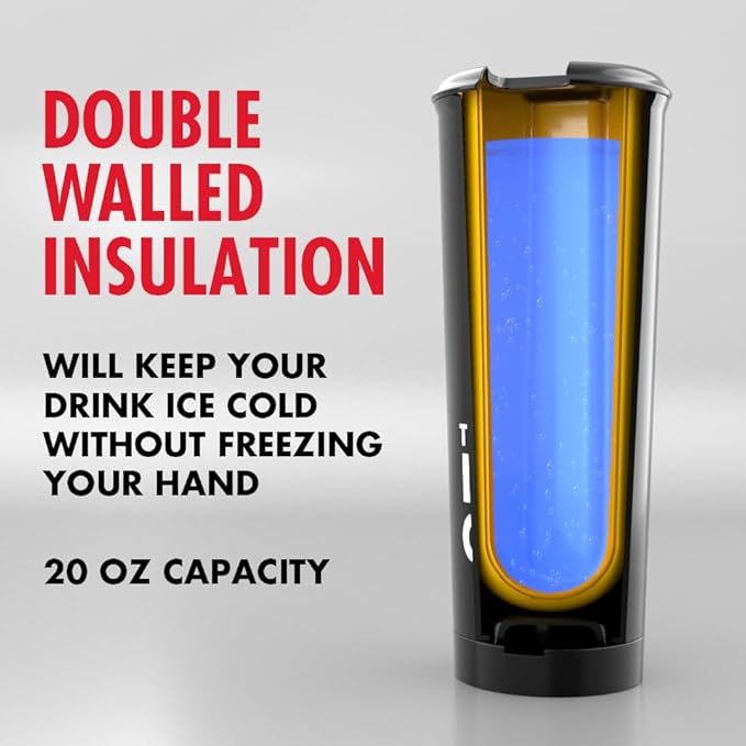 The LoudCup 20 oz Tumbler + Integrated Stadium Horn (Bluejay Blue) - Reusable Water Bottle for Sports Fans - Worlds Loudest Cup for Noisy Fans on Game Day & Tailgating