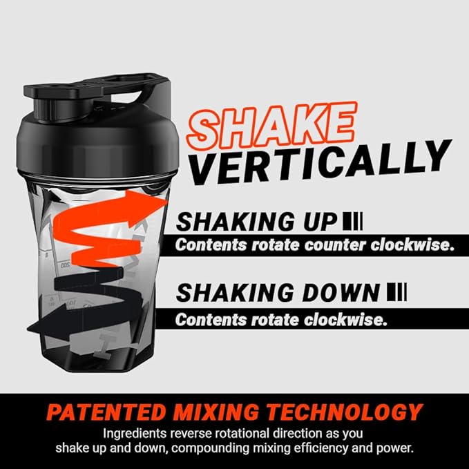 HELIMIX 1.5 Vortex Blender Shaker Bottle Holds Upto 20oz | No Blending Ball or Whisk | USA Made | Portable Pre Workout Whey Protein Drink Shaker Cup | Mixes Cocktails Smoothies Shakes | Top Rack Safe