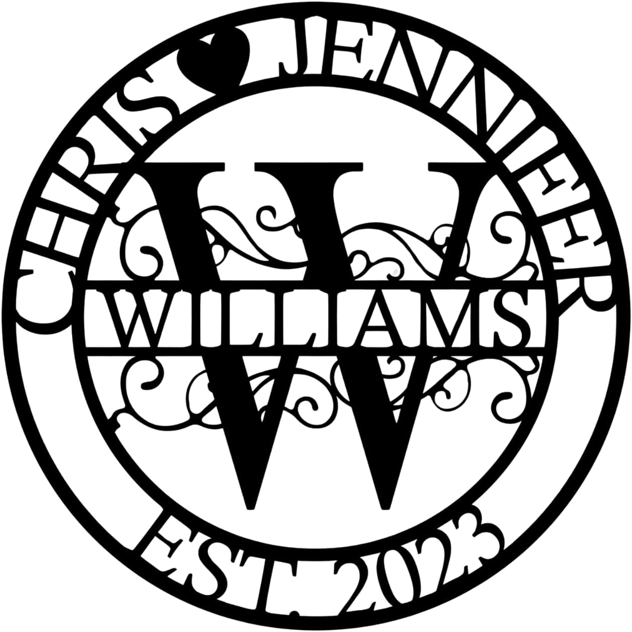 Personalized Family Name Sign with Heart, Split Letter Monogram Wall Art Decor, Durable Steel Family Last Name Decor, Custom Signs Indoor or Outdoor, Personalized Wedding Gifts, Housewarming Gift