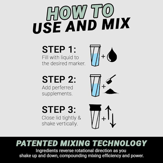 HELIMIX 2.0 Vortex Blender Shaker Bottle Holds upto 28oz | No Blending Ball or Whisk | USA Made | Portable Pre Workout Whey Protein Drink Shaker Cup | Mixes Cocktails Smoothies Shakes | Top Rack Safe