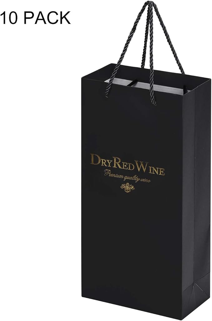 Ibluelover 10Pcs Wine Gift Bags Paper Champagne Carrier Bag Double Wine Bottle Storage Holder Tote Bag with Handle for Christmas Birthday Wedding Anniversary Celebration Party Favors