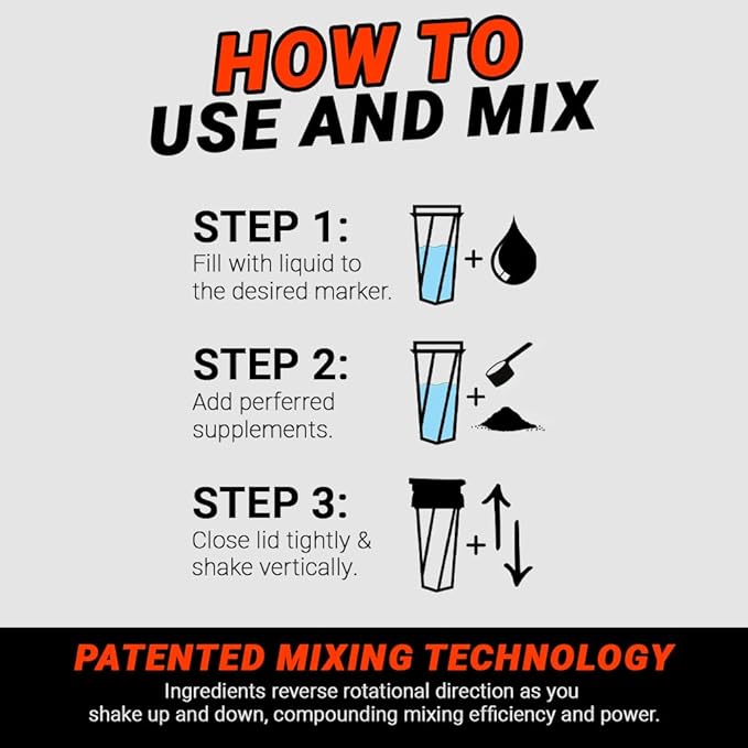 HELIMIX 2.0 Vortex Blender Shaker Bottle Holds upto 28oz | No Blending Ball or Whisk | USA Made | Pre Workout Protein Drink Shaker Cup | Weight Loss Supplements Shakes | Top Rack Safe