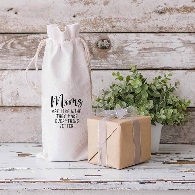 Andaz Press Mothers Day Wine Bag, Moms Are Like Wine, Mothers Day Wine Bottle Cover, Mother's Day Gifts, Canvas Wine Gift Bag Champagne Bottle Bag Funny Wine Bags For Wine Bottles Gifts 1-Pack