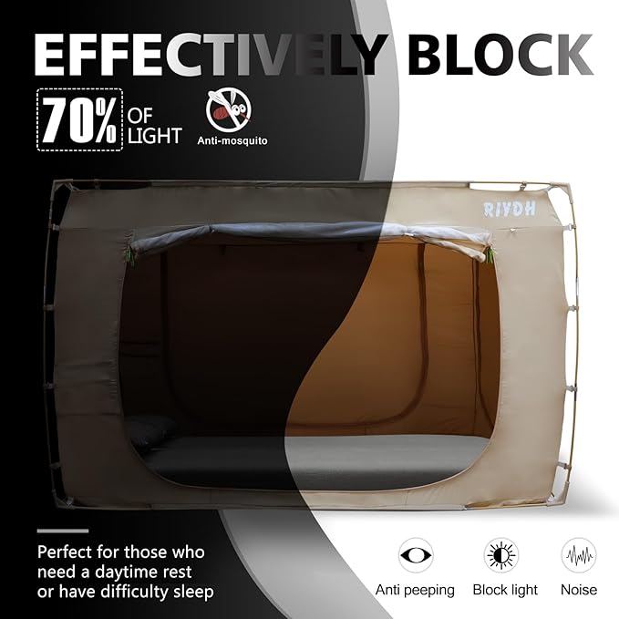 Bed Tent Bed Canopy Full Size Tents for Adult and Kids- Portable Dream Tent Indoor Sleeping Tents 70% Blackout with 3 Doors Breathable Big Space Tents