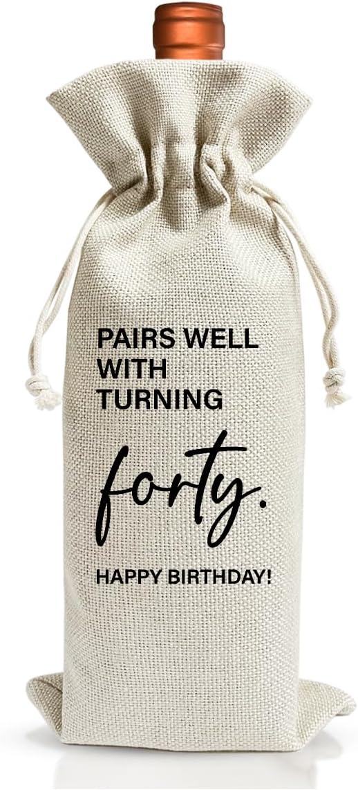 Forty Years Old Birthday Gift Wine Bag For Wife Sister Friend Mom Dad Women Men Her, 40th Birthday Party Decor, 1984 Birthday Gift, 40th Anniversary Wine Bag, Pairs Well With Turning 40th