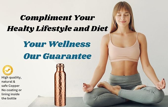 Himalayan Ayurveda Copper Water Bottle (32oz/950 ml) 100% Pure Handmade Hammered Ayurvedic Pure Copper Vessel for Drinking Heavy Duty & Leak-proof|Copper Water Bottle For Home, Office and Gifting