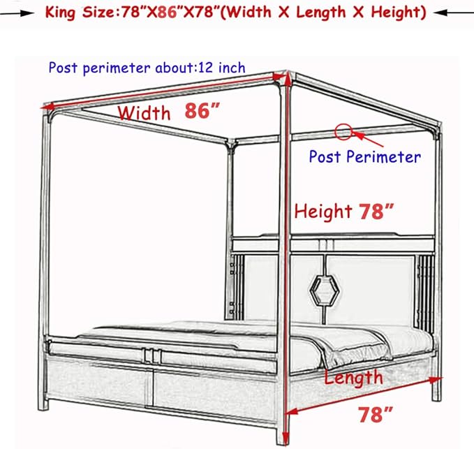 Elegant Princess 4 Corner Post Mosquito Net Romantic for Girls Women Bed Curtain Canopy for Adult Wedding Bedroom Kids Rooms Decoration (Type2-Beige-White, King)