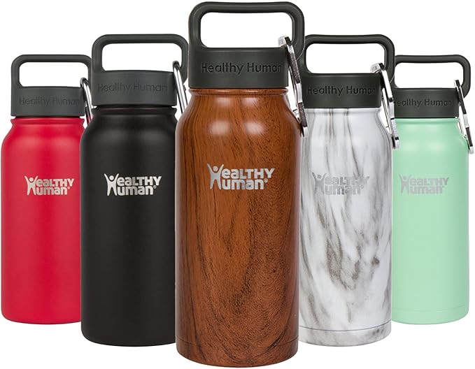 Healthy Human Stainless Steel Water Bottle | Double Walled Vacuum Insulated Water Thermos for Adults | Eco-Friendly Travel Bottles with Leak Proof Lid (Harvest Maple,16oz/473ML)